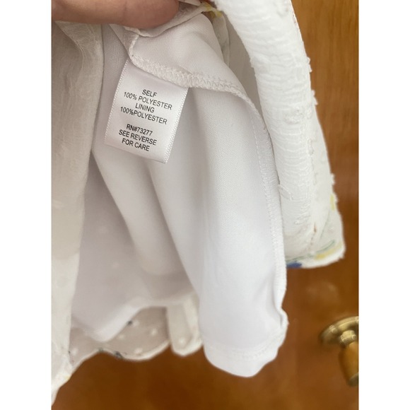 Violet Women's Floral Swiss Dot Dress Ivory Multicolor Short Sleeve Size L - Picture 4 of 4